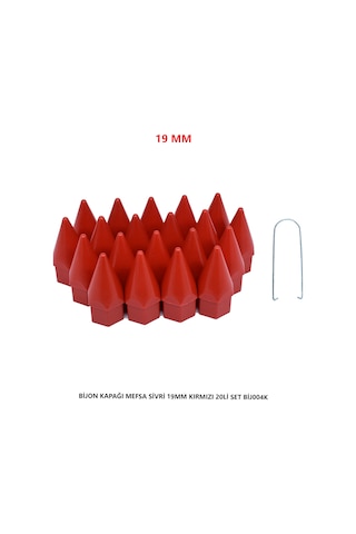 Bijon Kapağı Sivri 19 Mm Kırmızı 20 Li Set