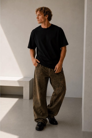 Alexandergardi Oversize Bisiklet Yaka T-shirt Siyah