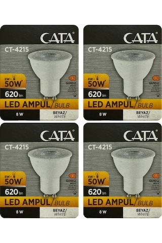 4 Adet Cata 8w 50w 6500k Beyaz Işık Gu10 Duylu Led Spot Ampul