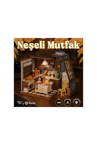 Neşeli Mutfak 3d Puzzle Ahşap Minyatür Maket Kiti Dıy Kendin Yap