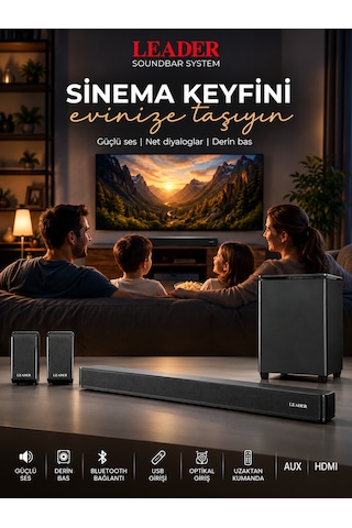 Leader Sb-41 5.1 Soundbar Ses Sistemi Bt / Usb / Optik / Arc / Aux