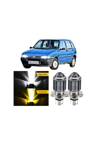 Fiat Uno 1992-2001 Uyumlu Mercekli Far Ampulü Led Xenon Çift Renk Sarı-beyaz Far Şimşek Etkili Cs Lamba Uzun Kısa LED Far 56081567
