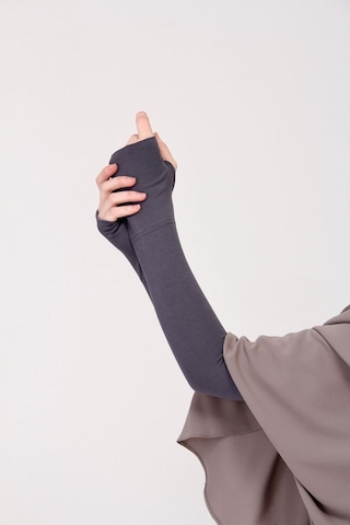 Manolyaşal İslamic Hijab Parmak Geçmeli 45cm Likralı Penye Kolluk 1 Çift Füme