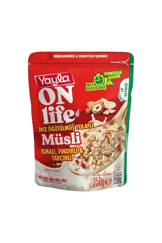 Yayla Onlife Elmalı Fındıklı Ve Tarçınlı İnce Öğütülmüş Yulaflı Müsli 250 G X5