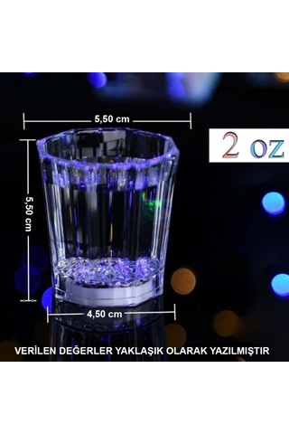 Renkli Led Parlayan Fiber Optik Glow Işıklı Bardak 5,5 X 5,5 Cm 1 Adet Çeşitli Renkler