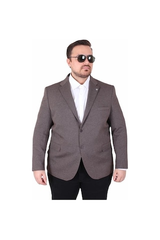 Starbattal Erkek Büyük Beden 4 Drop Blazer Sedef Ceket 500606 Kahverengi Kahverengi