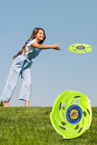 Frisbee Frizbi Fırlatma Diski Disk Atma Oyunu Çocuk Yetişkin Plaj Bahçe Oyuncak 24 cm Neon