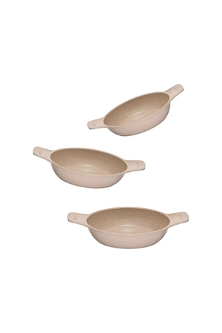 Thermoad 3'lü 18-20-22 Cm Güveç Sahan Set Kapaksız -vizon Vizon