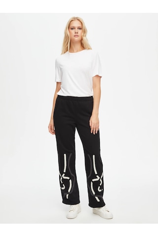 Soyut Nakış Detaylı Eşofman Alt 69249 U6924910 Siyah