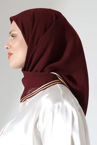Tesettür Biyeli Bürümcük Düz Şifon Eşarp - Bordo Bordo