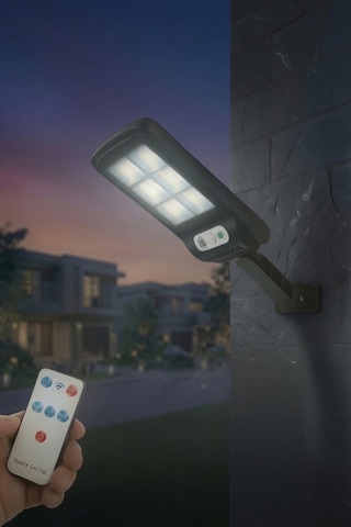 Solar Enerjili Cob Led Bahçe Duvar Lambası Kumandalı Hareket Sensörlü Dış Mekan Aydınlatma Ip65 Su Geçirmez