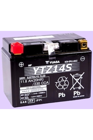 Yuasa Ytz14s 12 Volt 11,2 Amper 230 Cca Bakım Gerektirmeyen Motosiklet Aküsü