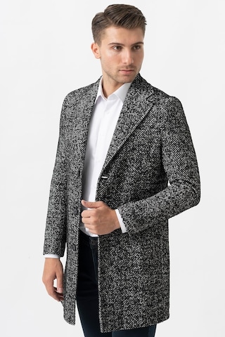 White Stone Arezzo 4025 Ceket Yaka Pamuklu Slim Fit Kaban Siyah-Siyah
