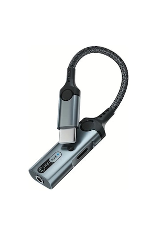 Boatshop1 Siyah Gri Type C Den 3 5mm Kulaklik Sarj İkisi Bir Arada Donusturucu Dac Cip Pd 60w Hizli Sarj Ses Kalitesi