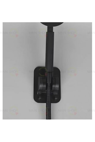 Mainshop Kolay Kurulum, Matkap Gerektirmeyen Duş Başlığı Tutacağı Çift Kancalı M-049 Siyah