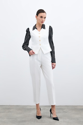Sateen Yüksek Bel Pensli Pantolon - Ekru-135709 Ekru