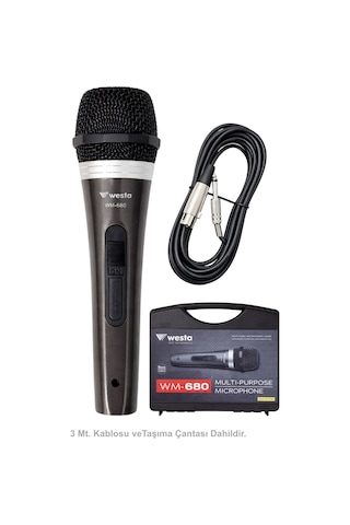 Westa Wm-680 Kablolu El Mikrofonu Çantalı Dinamik Mikrofon - 8697314964431 Gri