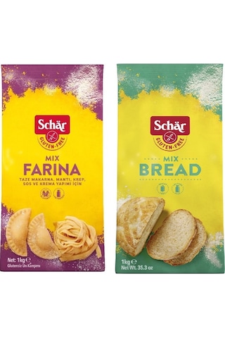 Schar 2'li Glutensiz Un Seti - Mix B Ekmek Unu ve Farina Makarna Erişte Mantı Unu 2 x 1 KG