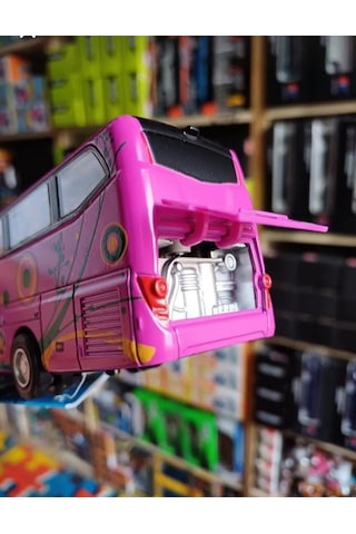 Metal Yolcu Otobüsü Dıecast Koleksiyon Sesli Işıklı Far Yanar Oto