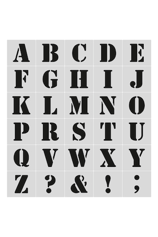 Stencil Harf Boyama Şablonu X012 Harf Yüksekliği 10 Cm