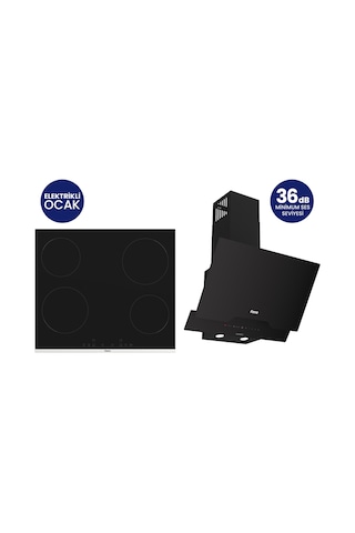 Ferre ES261+D063-SA Elektrikli Vitroseramik 2'li Ankastre Set Siyah