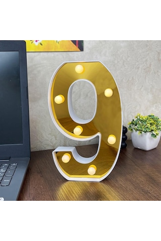 Dekoratif Led Işıklı 3D 9 Rakamı Büyük Boy Organizasyon Doğum Günü Kutlama