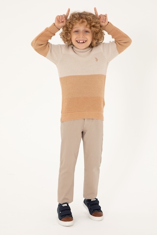 U.S. Polo Assn. Erkek Çocuk Camel Bisiklet Yaka Kazak 50295576-VR015