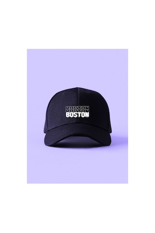 Caxis Boston Baskılı Spor Sapka Unisex Ayarlanabilir Cırtlı Şapka Lacivert