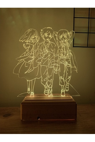 Mikasa Eren Armin Attack On Titan 16 Renk Gece Lambası