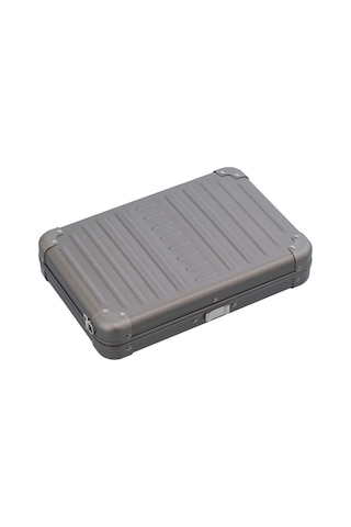 Aleon Vanity Kılıfı 25 Cm Gümüş Alüminyum Omuz Çantası, Hafif, Dayanıklı, Şık Tasarım Koyu Gri