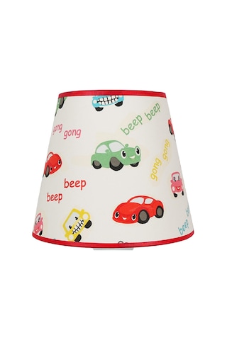 Şenay Aydınlatma Çocuk Odası Konik Kumaş Abajur-Beyaz Araba Diğer