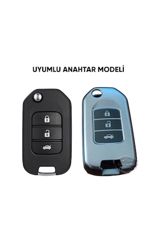Honda Civic Fc5 Accord Cr-v Hr-v City Anahtar Uyumlu Silikon Anahtar Kılıfı Oto Anahtar Kabı Darbe Emici Anahtarlık Koyu Titan Gri 00 Şüsca