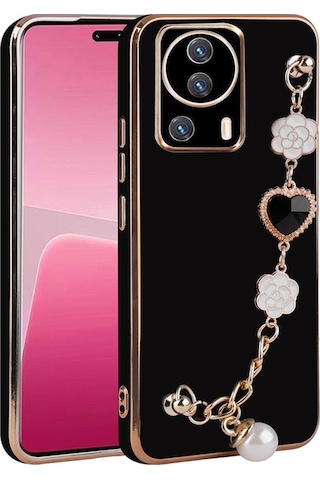 Xiaomi Mi 13 Lite Kılıf El Tutamaçlı Kamera Korumalı Zore Taka Silikon Kapak Siyah