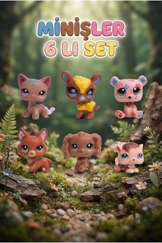 Pet Star Little Sevimli Minişler 6'lı Miniş Oyuncak Seti Hayvan Figür ve Aksesuarları 3046A22
