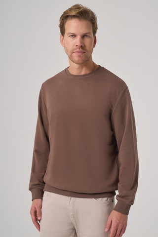 Morven Erkek Kahve Basic Bisiklet Yaka Sweatshirt 26ks063001400 Kahve