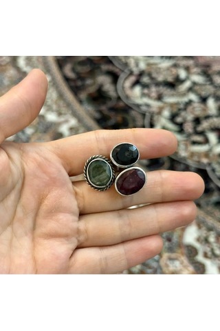 Zümrüt Yakut Safirli Yüzük 355 Beyaz