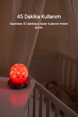 Cloud-b Ahtapot Parıldayan Yıldızlı Gece Lambası 11 Cm Pembe