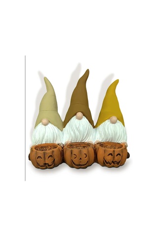 Dekoratif Üçlü Gnome Cüce Mumluk Biblo