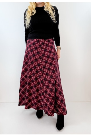 Modaonna Bordo Ekose Maxi Etek Modaonna Bordo Ekose Maxi Etek