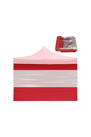Teltree Kırmızı Şeffaf Reklam Çadırı Perdesi - 3m Güneş Koruma Kırmızı
