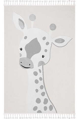 Sparkle Krem Gri Zürafa Figürlü Hayvan Figürlü Çocuk Odası Halısı Gri