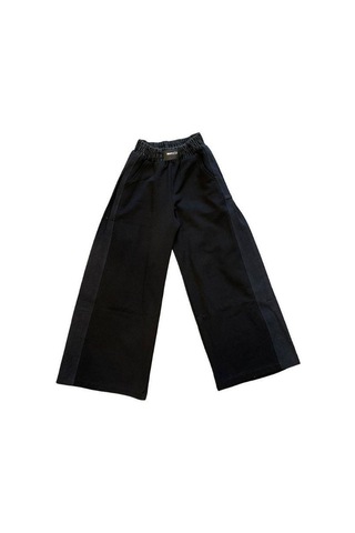 Zekids Kız Çocuk Yanları Denim Garnilli 2 İplik Pantolon-15038 Siyah