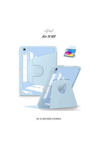 Apple Uyumlu iPad Air 11 2025 M3 Çip 360 Dönebilen Yatay Dikey Standlı Fuchsia Pino Tablet Kılıfı Kılıf
