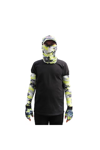 Captain Fisherman Style Set Şapka Eldiven Kolluk Buff Camo Green Çok Renkli