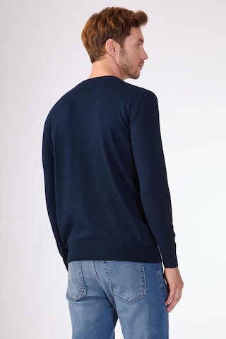 Dufy %100 Pamuk Bisiklet Yaka Düz Renk Slim Fit Erkek Triko Lacivert