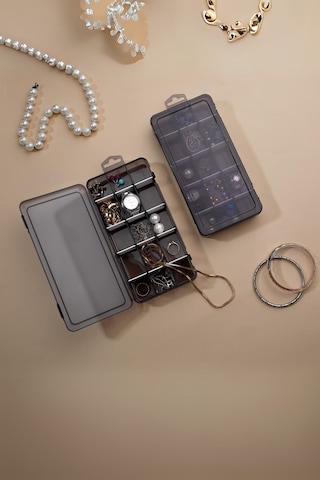 15 Bölmeli Takı, Aksesuar, Küpe Saklama Organizeri 20 X 10 Cm Antrasit Çok Renkli