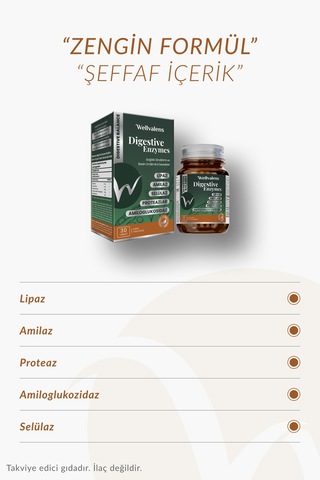 Wellvalens Digestive Enzymes İkili Paket 60 Tablet 5 Li Enzim Kompleksi, Sindirim Desteği