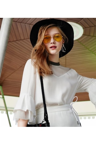 Trendexa Unisex Gold Metal Çerçeveli Damla Gözlük Kutulu