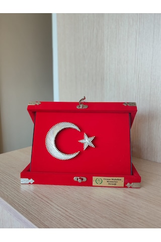 Orman Muhafaza Memurları Derneği Logolu Türk Bayraklı Plaket Kadife Kutulu-küçük Boy 12