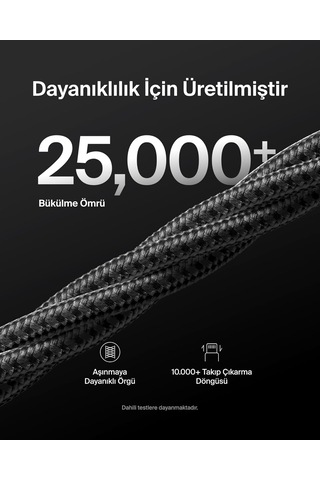2' Örgülü Usb-a - Usb-c Kablo, 1,5 M, 15 W, Yumuşak, Esnek Şarj Kablosu, İphone 17 16 Serisi, S25, Pixel 10, İpad Daha Fazlasıyla Uyumlu, Sku: Smg8690010056030